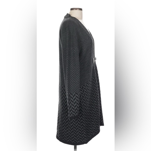 Soft Surroundings Black & Gray Chevron Long Cardigan - Picture 3 of 6